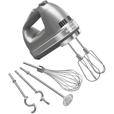 KitchenAid 9-Speed Hand Mixer With Turbo Beater II Accessories In Contour Silver