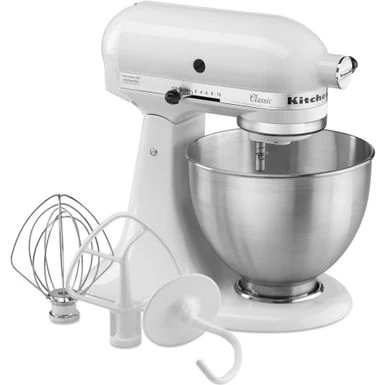 KitchenAid - Classic Series 4.5 Quart Tilt-Head Stand Mixer - K45SSWH - Blanco - Image 9