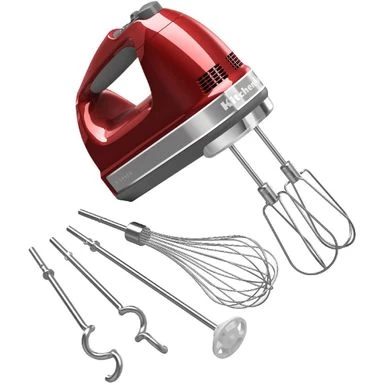 KitchenAid 9-Speed Hand Mixer With Turbo Beater II Accessories In Candy Apple Red
