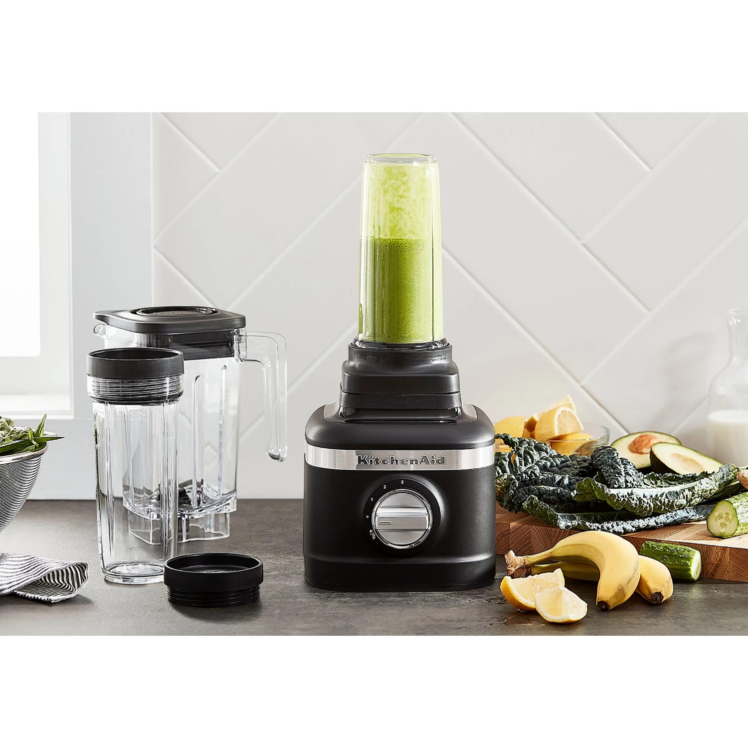 KitchenAid K150 3-Speed Ice Crushing Blender With 16-Oz. And 48-Oz. Blending Jars In Black Matte - Image 2